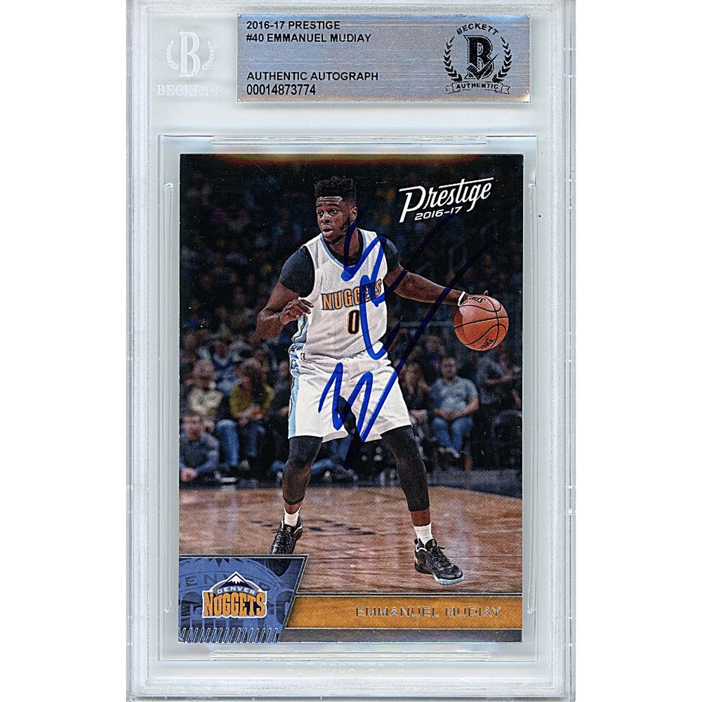 Emmanuel Mudiay Signed 2016-17 Prestige Basketball Card Beckett Denver Nuggets